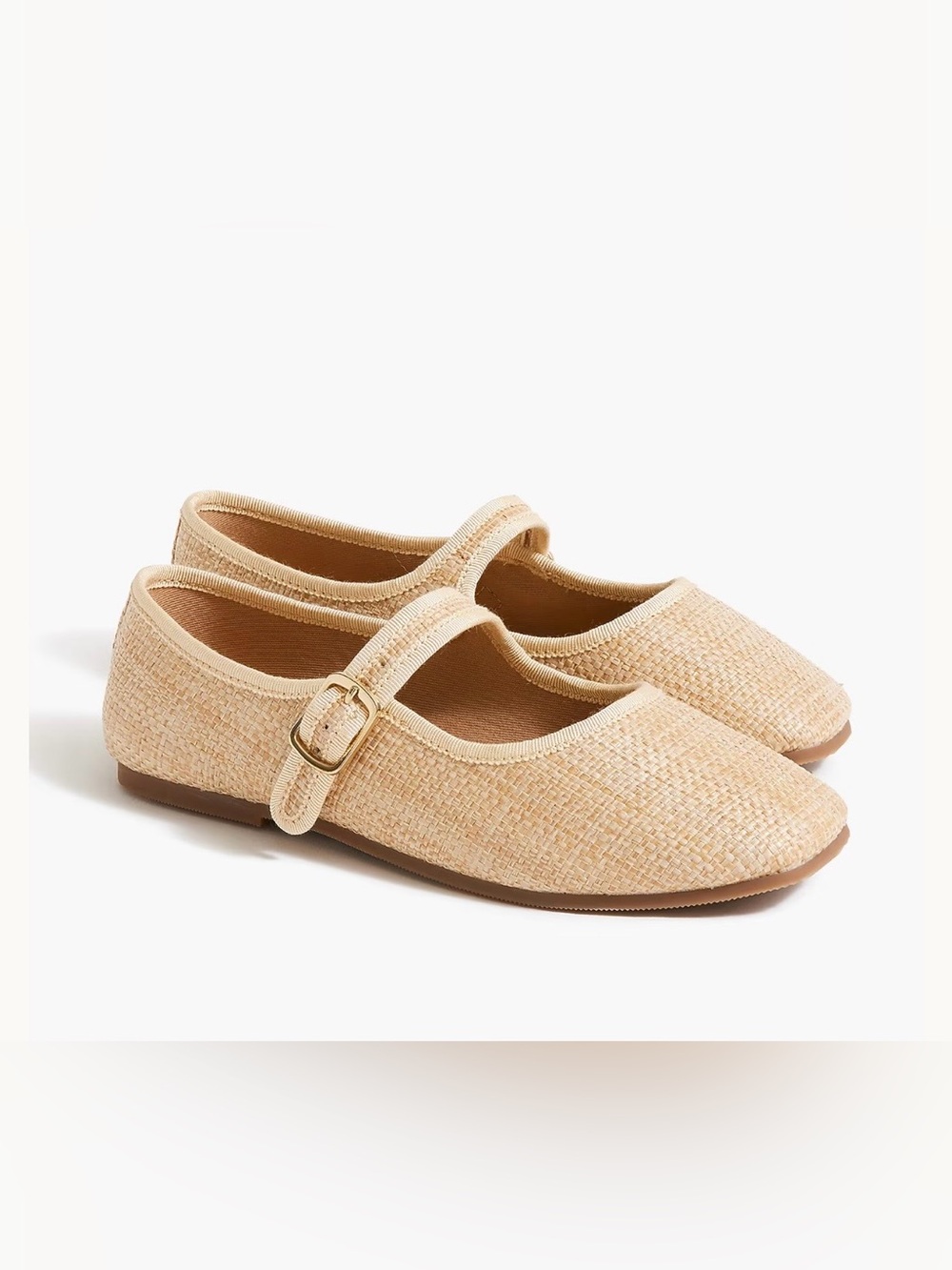 J. Crew Factory Girls Woven Mary Jane Flats in Beige